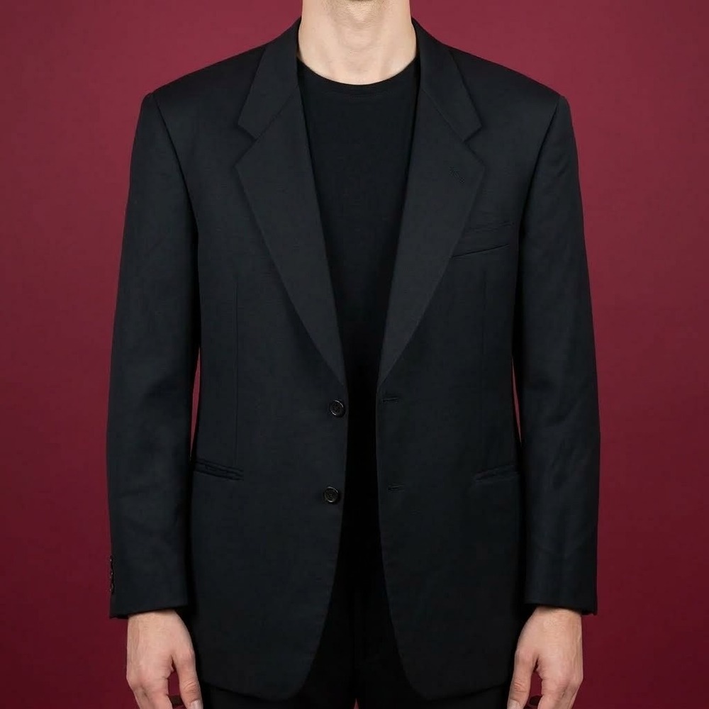 Mani Giorgio Armani Pure Virgin Wool Blazer Mens 44L Black Italy EUC